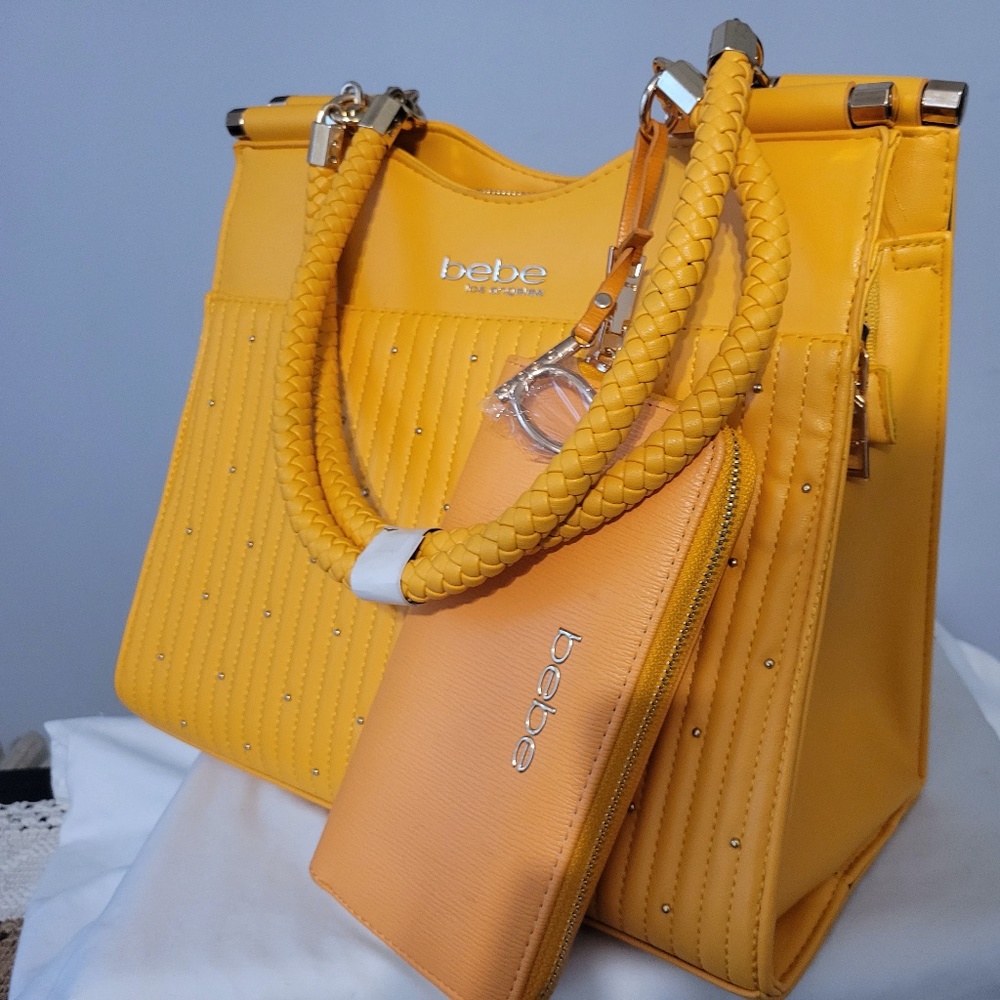 Bebe Aliah Studded Medium Shopper Crossbody W. Matching Wallet
